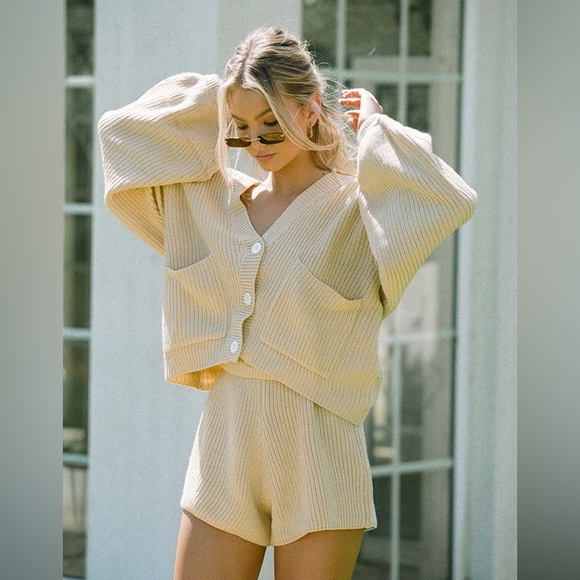 Sabo Skirt Sweaters - Sabo Skirt Cream Cardigan Sweater + Shorts